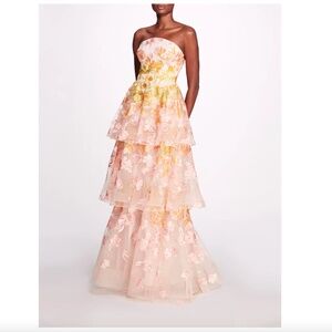 Marchesa Falling Flowers Blush Floral Gown